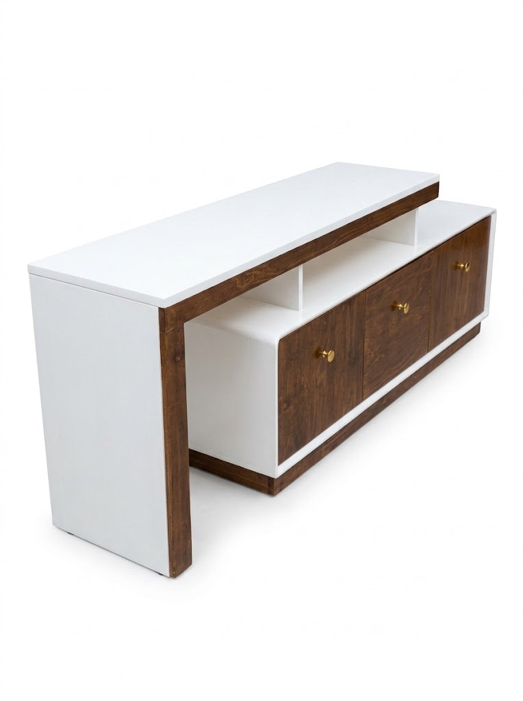 Two-Tone Modern L-Shape / Overlap TV Stand & Plasma Console
