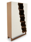 Modern Wavy Edge Two-Tone Tall Storage Cabinet & Shoe Armoire