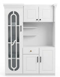 White Multi-Functional Kitchen Hutch & Grocery Display Cabinet