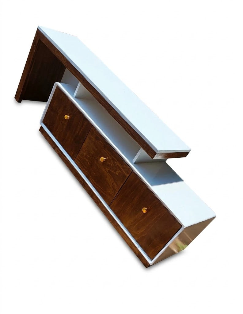 Two-Tone Modern L-Shape / Overlap TV Stand & Plasma Console