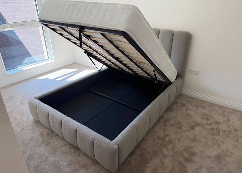 Upholstered Channel-Tufted Fluted Bed Frame & Headboard