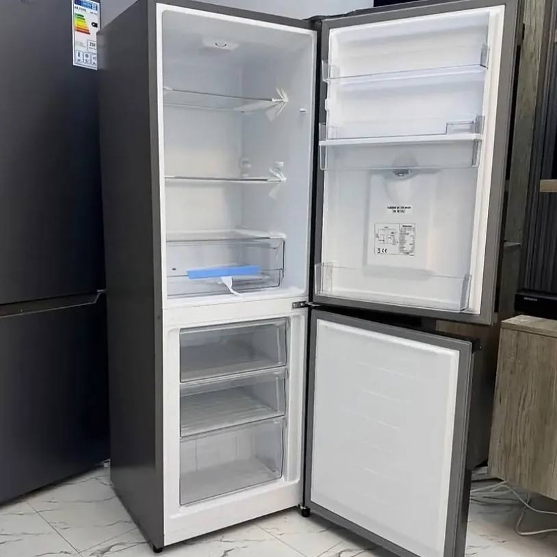 Hisense Metallic Bottom-Freezer Fridge with Integrated Water Dispenser